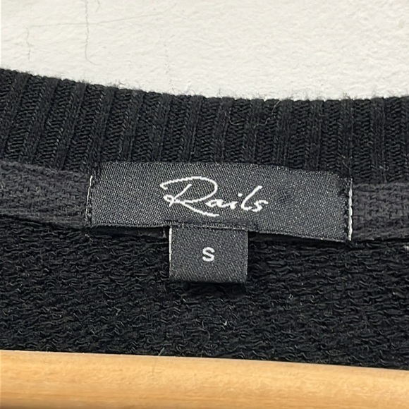 Rails Theo Star Sweatshirt Top Embroidered Black size S - Picture 6 of 11